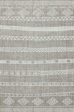 Gri Geometrik Desenli Kaymaz Tabanlı Salon Halısı Etnik Stil
