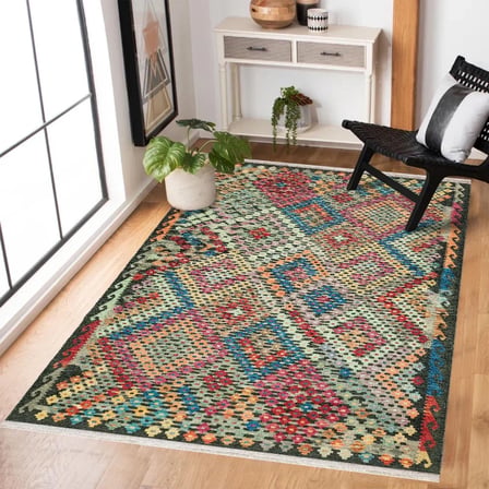 Gri Geometrik Desenli Dijital Baskı Salon Halısı Kaymaz Koridor