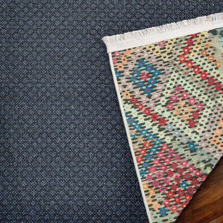 Gri Geometrik Desenli Dijital Baskı Salon Halısı Kaymaz Koridor