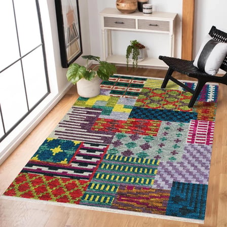 Kiremit Kırmızısı Bohem Geometrik Kaymaz Taban Salon Halısı Koridor