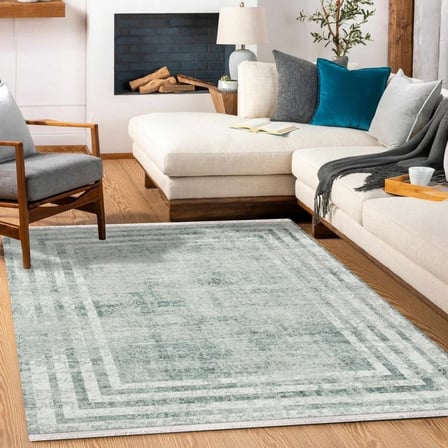 Buz Mavisi Geometrik Modern Salon Halısı Dijital Baskı Koridor