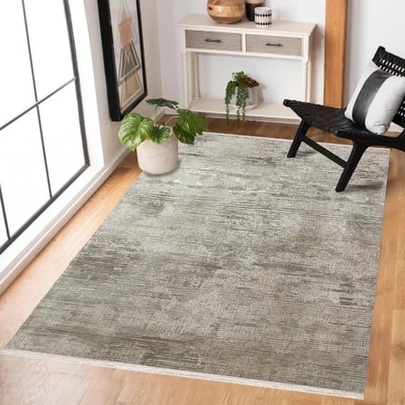 Bej Soyut Desenli Modern Dijital Baskı Kaymaz Taban Halı Koridor