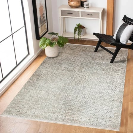 Gri Geometrik Desenli Kaymaz Taban Dijital Baskı Halı Koridor