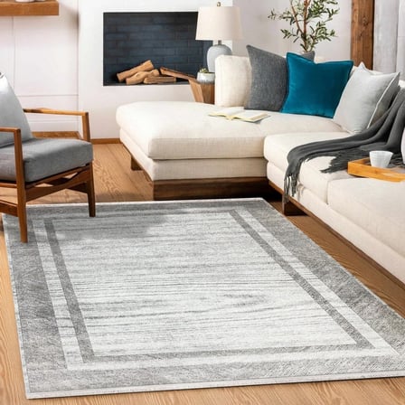 Modern Gri Geometrik Desenli Kaymaz Taban Salon Halısı Koridor