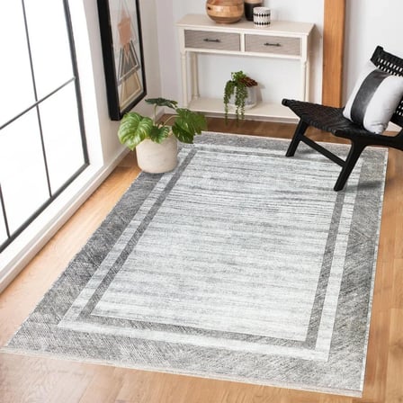 Modern Gri Geometrik Desenli Kaymaz Taban Salon Halısı Koridor