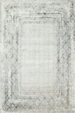 Gri Geometrik Desenli Kaymaz Tabanlı Salon Halısı Koridor Eskitme Vintage