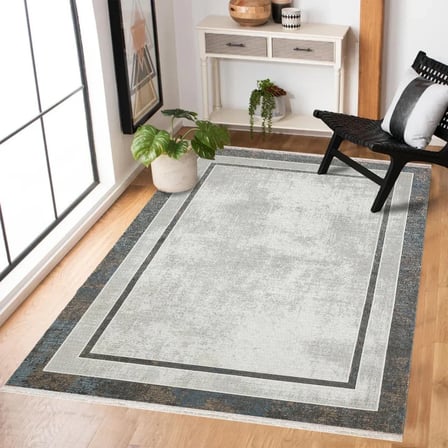 Gri Geometrik Desenli Salon Halısı Dijital Baskı Kaymaz Koridor