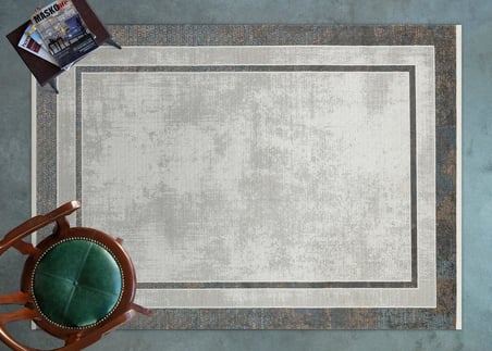 Gri Geometrik Desenli Salon Halısı Dijital Baskı Kaymaz Koridor