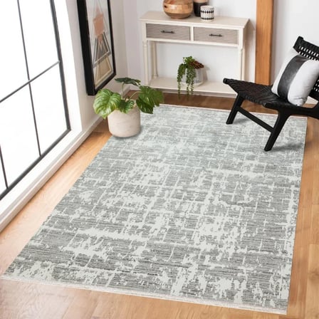 Gri Modern Soyut Desenli Kaymaz Taban Dijital Baskı Halı Koridor Tipi