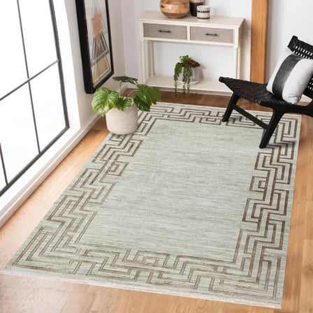 Kahverengi Modern Geometrik Desenli Dijital Baskı Halı Salon Tipi