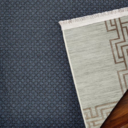 Kahverengi Modern Geometrik Desenli Dijital Baskı Halı Salon Tipi