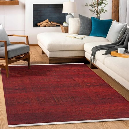 Kırmızı Geometrik Modern Dijital Baskı Kaymaz Taban Halı Koridor