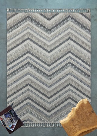 Gri Geometrik Desenli Kaymaz Taban Modern Salon Halısı Koridor Tipi