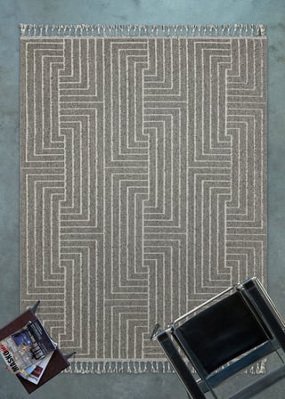 Gri Modern Geometrik Desenli Kaymaz Taban Salon Halısı Koridor Model