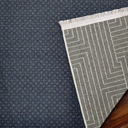 Gri Modern Geometrik Desenli Kaymaz Taban Salon Halısı Koridor Model