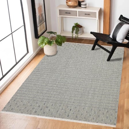 Gri Geometrik Desenli Salon Halısı Kaymaz Taban Baskılı Koridor