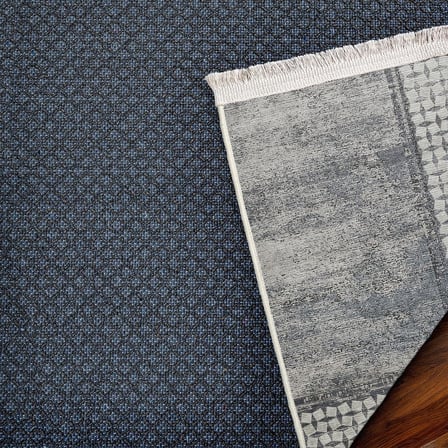 Antrasit Gri Dijital Baskı Geometrik Desenli Kaymaz Halı Koridor