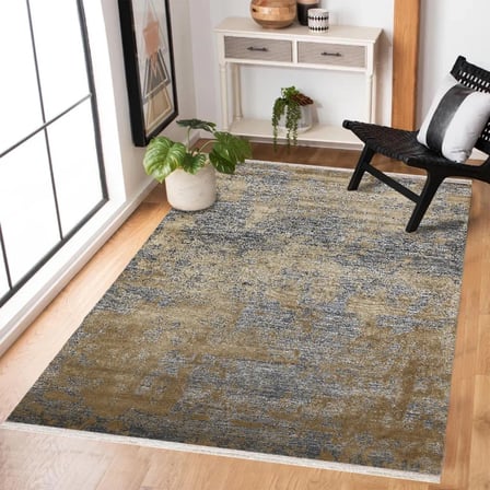 Vizon Kahve Soyut Desenli Kaymaz Taban Eskitme Halı Koridor Salon