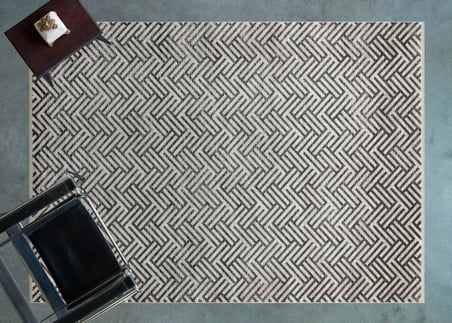 Gri Geometrik Modern Salon Halısı Dijital Baskı Kaymaz Tabanlı Koridor