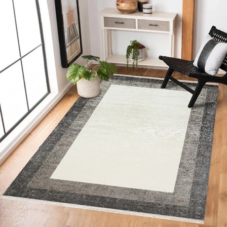 Krem Geometrik Dijital Baskı Kaymaz Taban Salon Halısı Koridor