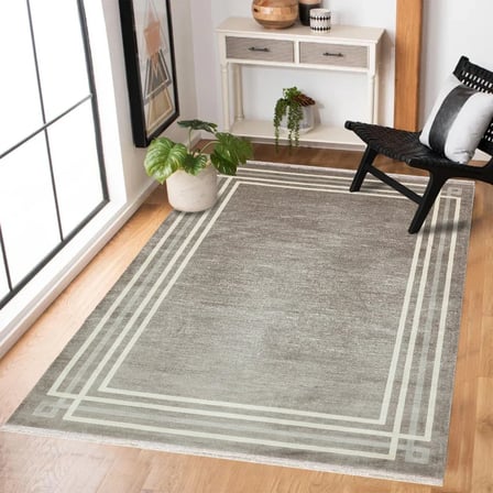 Vizon Geometrik Modern Kaymaz Tabanlı Salon Halısı Koridor Dijital Baskı