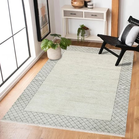 Gri Geometrik Desenli Salon Halısı Kaymaz Taban Dijital Baskı