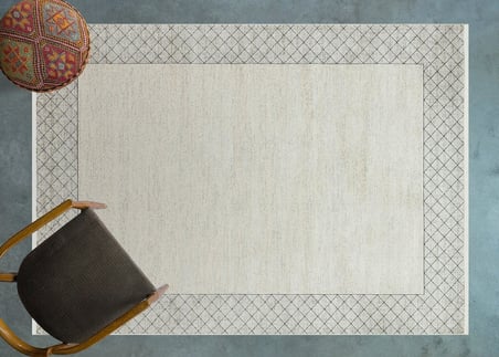 Gri Geometrik Desenli Salon Halısı Kaymaz Taban Dijital Baskı
