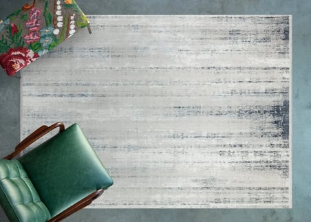 Mavi Krem Soyut Modern Salon Halısı Kaymaz Tabanlı Koridor Eskitme Vintage