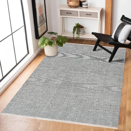 Beyaz Modern Salon Halısı Kaymaz Taban Dijital Baskı Koridor