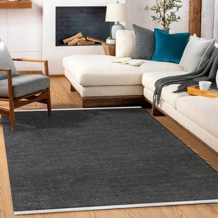 Antrasit Gri Modern Dijital Baskı Kaymaz Tabanlı Halı Koridor