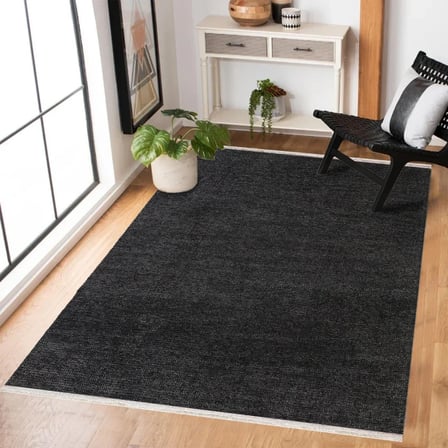 Antrasit Gri Modern Dijital Baskı Kaymaz Tabanlı Halı Koridor