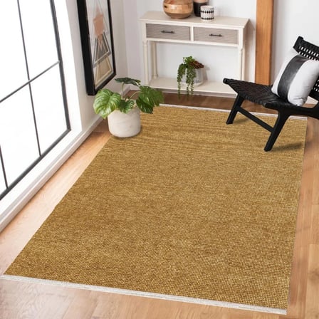 Kahverengi Modern Kaymaz Tabanlı Yıkanabilir Salon Halısı Koridor