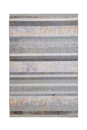 Gri Modern Geometrik Desenli Kaymaz Taban Salon Halısı Koridor