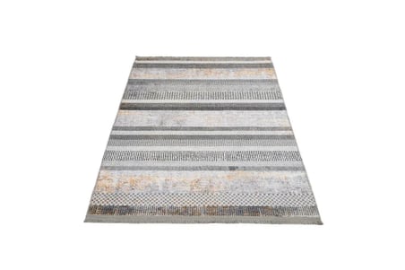 Gri Modern Geometrik Desenli Kaymaz Taban Salon Halısı Koridor