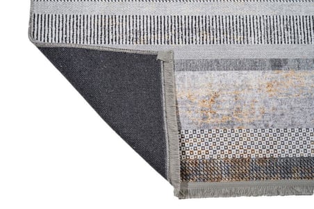 Gri Modern Geometrik Desenli Kaymaz Taban Salon Halısı Koridor