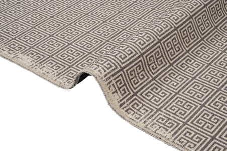 Bej Geometrik Modern Salon Halısı Kaymaz Taban Dijital Baskılı Koridor