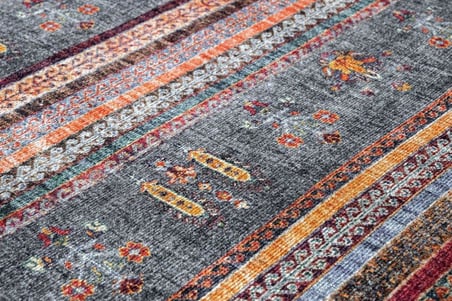 Kırmızı Etnik Çizgili Salon Halısı Dijital Baskı Pamuk-Polyester Karışım Koridor