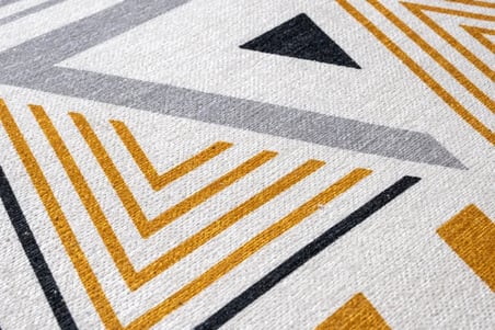 Sarı Ekru Geometrik Desenli Modern Salon Koridor Halısı Dijital Baskı