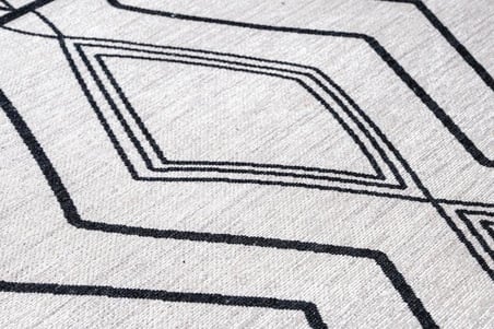 Mavi Krem Geometrik Desenli Modern Kaymaz Tabanlı Dijital Baskı Halı
