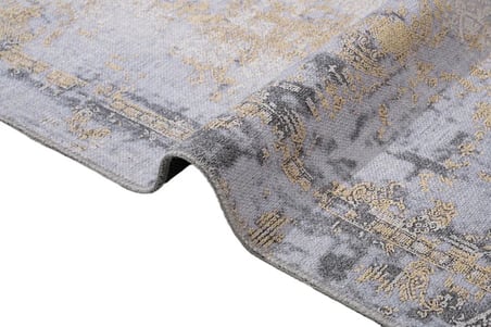 Gri Soyut Eskitme Desenli Halı Kaymaz Tabanlı Modern Salon Halısı