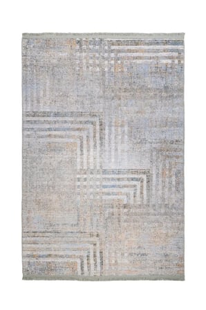 Gri Modern Geometrik Desenli Kaymaz Tabanlı Salon ve Koridor Halısı Dijital Baskı