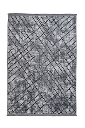 Gri Geometrik Desenli Modern Kaymaz Tabanlı Salon Halısı Yatak Odası Koridor