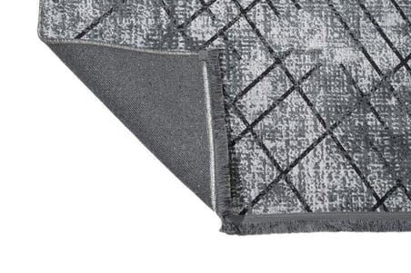 Gri Geometrik Desenli Modern Kaymaz Tabanlı Salon Halısı Yatak Odası Koridor