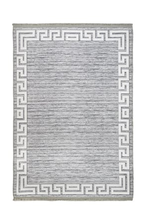 Gri Geometrik Modern Desenli Kaymaz Tabanlı Dijital Baskı Halı Koridor Salon