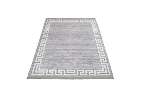 Gri Geometrik Modern Desenli Kaymaz Tabanlı Dijital Baskı Halı Koridor Salon