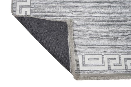 Gri Geometrik Modern Desenli Kaymaz Tabanlı Dijital Baskı Halı Koridor Salon