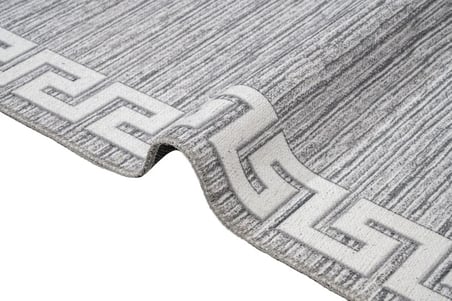 Gri Geometrik Modern Desenli Kaymaz Tabanlı Dijital Baskı Halı Koridor Salon