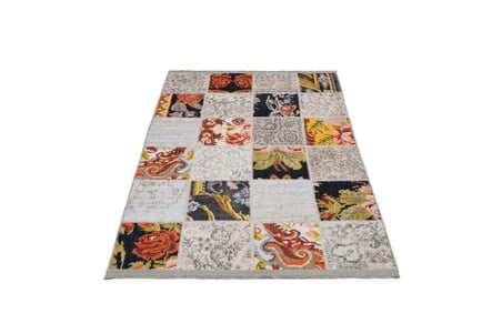 Çok Renkli Patchwork Salon Halısı Kaymaz Taban Pamuk Koridor Ve Oda