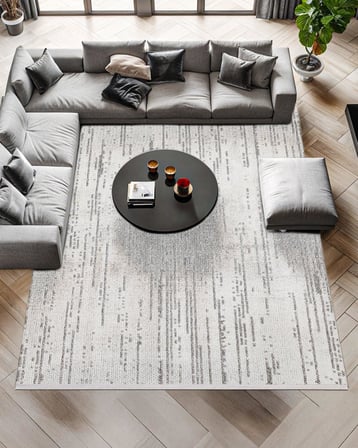 Gri Soyut Modern Salon Halısı Dijital Baskı Kaymaz Pamuk Polyester Koridor