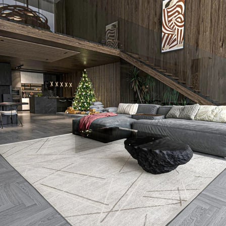Kaymaz Tabanlı Gri Geometrik Modern Salon Halısı Koridor İçin İskandinav Tarz